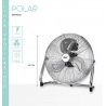 dpm Ventilatore da terra cromato 140W 3 Pale Alluminio a 3 Velocita...
