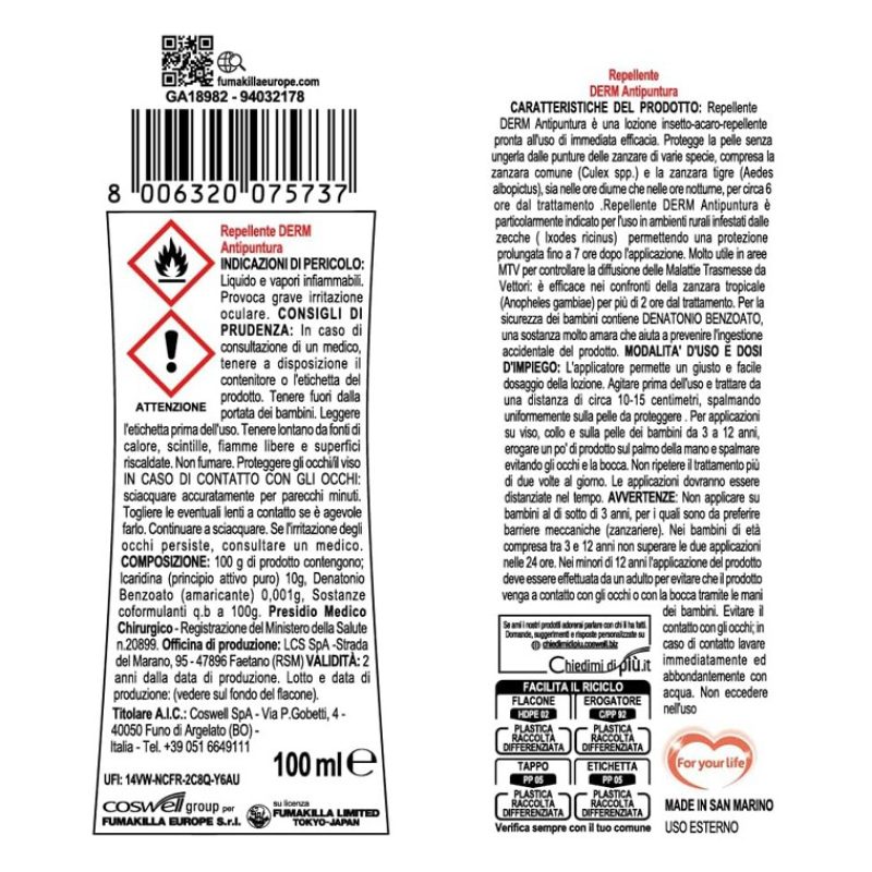Vape Spray Lozione Antipuntura bambini Repellente Zanzare Tigre Ins...