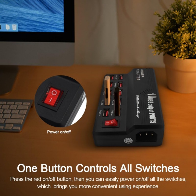 Andowl Stazione di ricarica 10 porte USB a presa veloce per smartph...