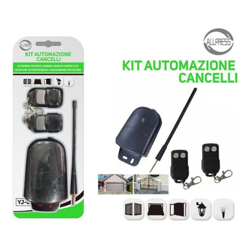 Allpress Kit ricevitore 2 telecomandi universale radiocomando 433mh...