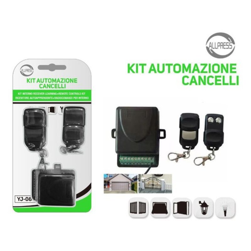 Allpress Kit Ricevitore 2 Telecomandi Universale 433MHz Apertura Ca...