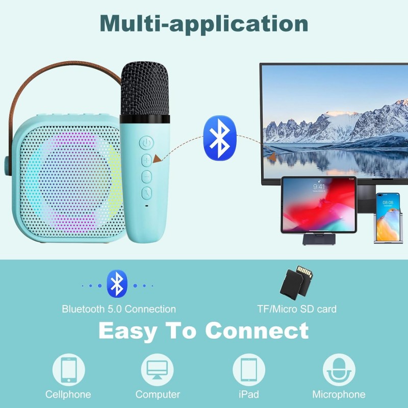 Hongu Cassa Speaker Bluetooth Karaoke 1 Microfono Portatile Ricaric...