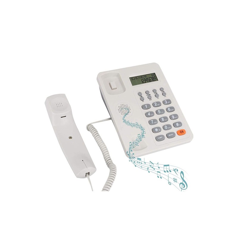 Telefono Fisso tasti grigi grandi tavolo Display LCD calcolatrice anziani bianco