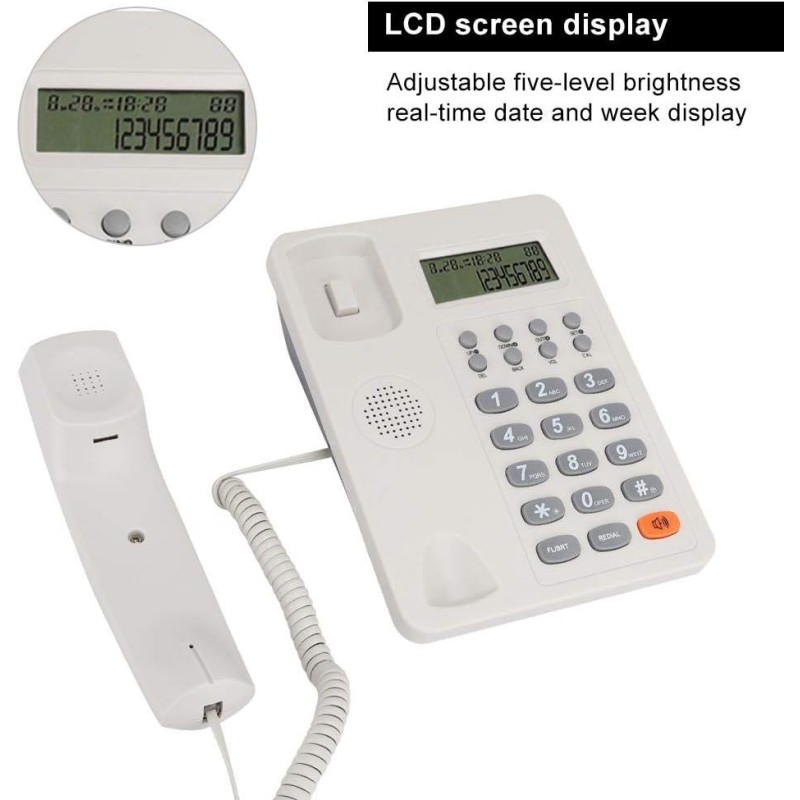 Seven Telefono Fisso tasti grigi grandi tavolo Display LCD calcolat...