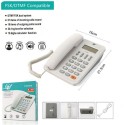 Telefono Fisso tasti grigi grandi tavolo Display LCD calcolatrice anziani bianco