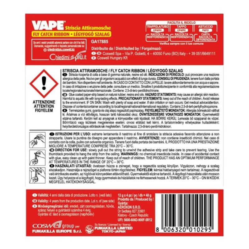 Vape 12 Trappole VAPE striscia attira mosche trappola naturale senz...