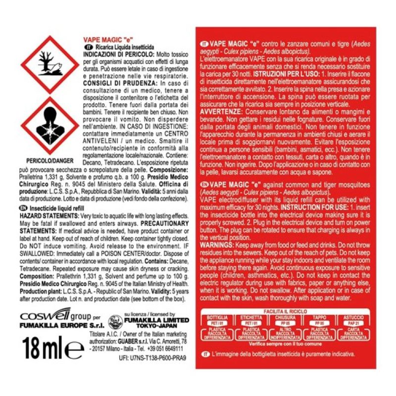 Vape Vape Ricarica Liquida Herbal Zanzare comuni tigre per Diffusor...