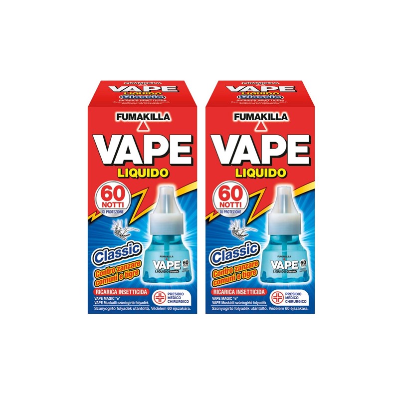 Vape Ricarica Liquida Classico Zanzare comuni tigre per Diffusore 60 Notti 2 PZ