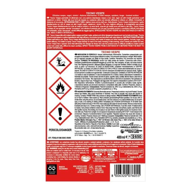 Vape Spray anti vespe calabroni ragni insetticida Vape da 400ml get...