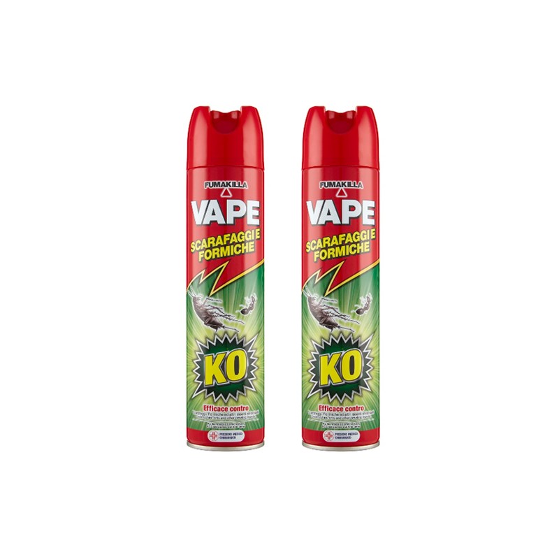 Spray Insetticida multinsetto Vape 400 ml 2 PEZZI per Formiche e Scarafaggi 