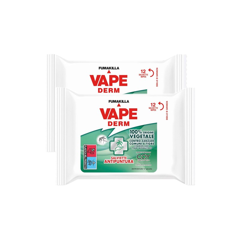 Vape 24 Salviette Antipuntura Zanzare profumate repellenti 100% vegetale