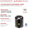 Cartuccia bombola gas propano butano 425 gr valvola 7/16 fornelli PROVIDUS+
