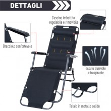 Sedia sdraio per spiaggia giardino mare pieghevole lettino prendisole cuscino