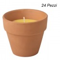 Set 24 Pezzi Candela Citronella In Vasetto Di Terracotta Anti Zanzare 9x8 cm