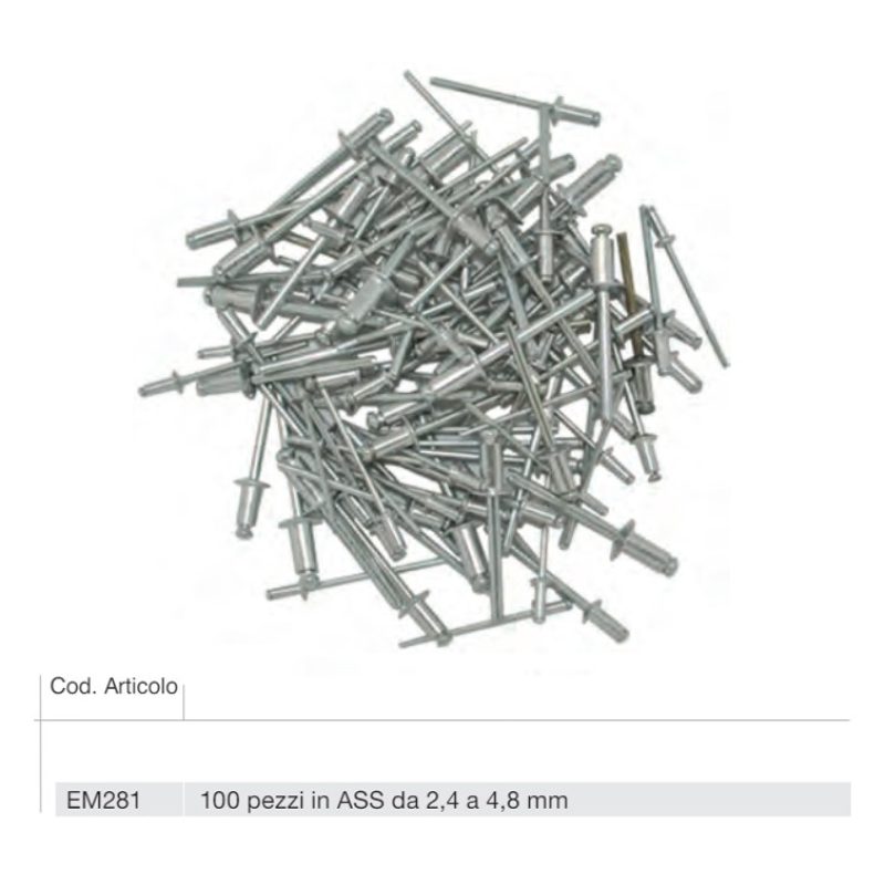 KOMBO 200 Rivetti a strappo in Alluminio per rivettatrice 2,4/3,2/4...