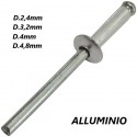 200 Rivetti a strappo in Alluminio per rivettatrice 2,4/3,2/4/4,8 mm ferramenta