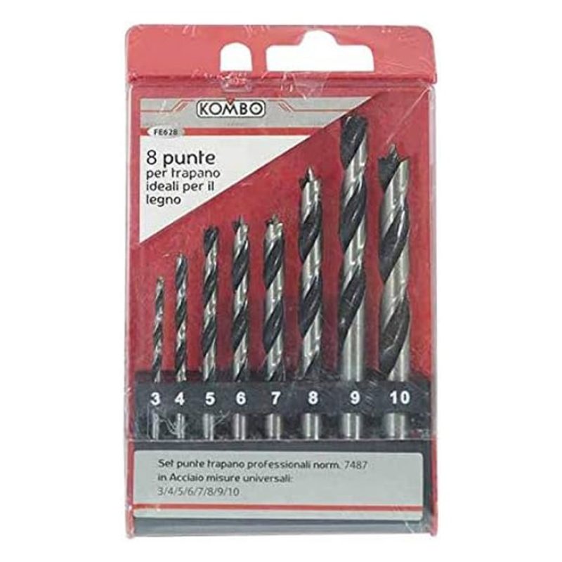 KOMBO Punta a legno set da 8 professionali trapano per legno da 3mm...