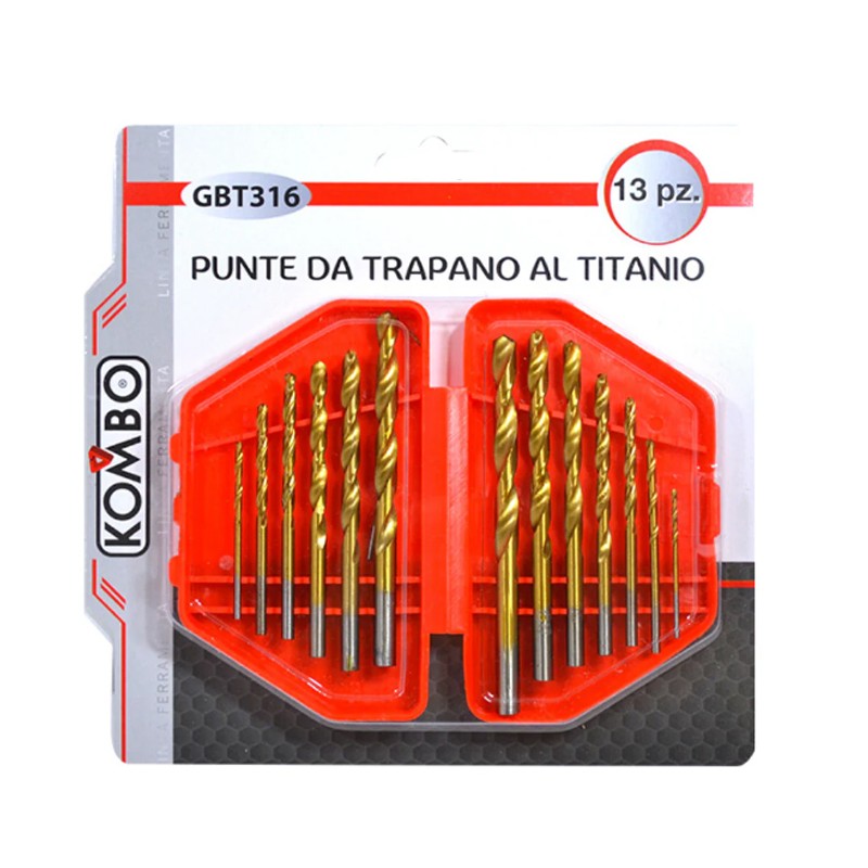 Set da 13 punte per trapano HSS rivestimento in titanio ferro da 1,5mm a 6,5mm