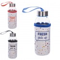 2x Bottiglia Borraccia in Vetro 300ml senza BPA Tappo palestra acqua sport