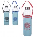 Bottiglia Borraccia in Vetro 750ml senza BPA Tappo palestra sport per acqua
