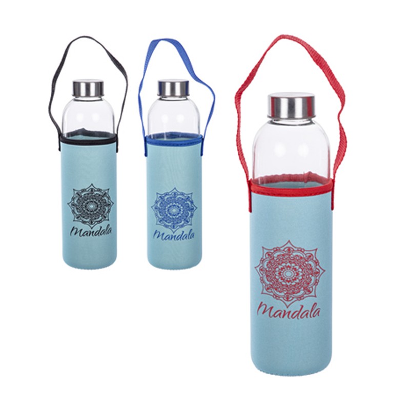 Bottiglia Borraccia in Vetro 750ml senza BPA Tappo palestra sport per acqua