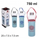 Bottiglia Borraccia in Vetro 750ml senza BPA Tappo palestra sport per acqua