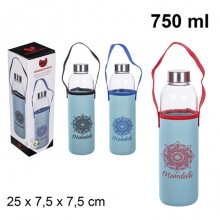 Bottiglia Borraccia in Vetro 750ml senza BPA Tappo palestra sport per acqua
