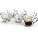 Set 6 Tazze Tazzine caffe cappuccino latte in vetro con manico in metallo 10 cl
