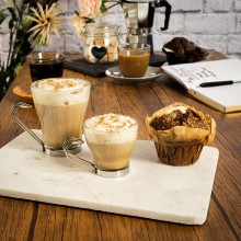 Set 6 Tazze Tazzine caffe cappuccino latte in vetro con manico in metallo 10 cl