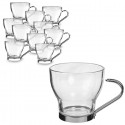 Set 12 Tazze Tazzine caffe cappuccino latte in vetro con manico in metallo 10 cl