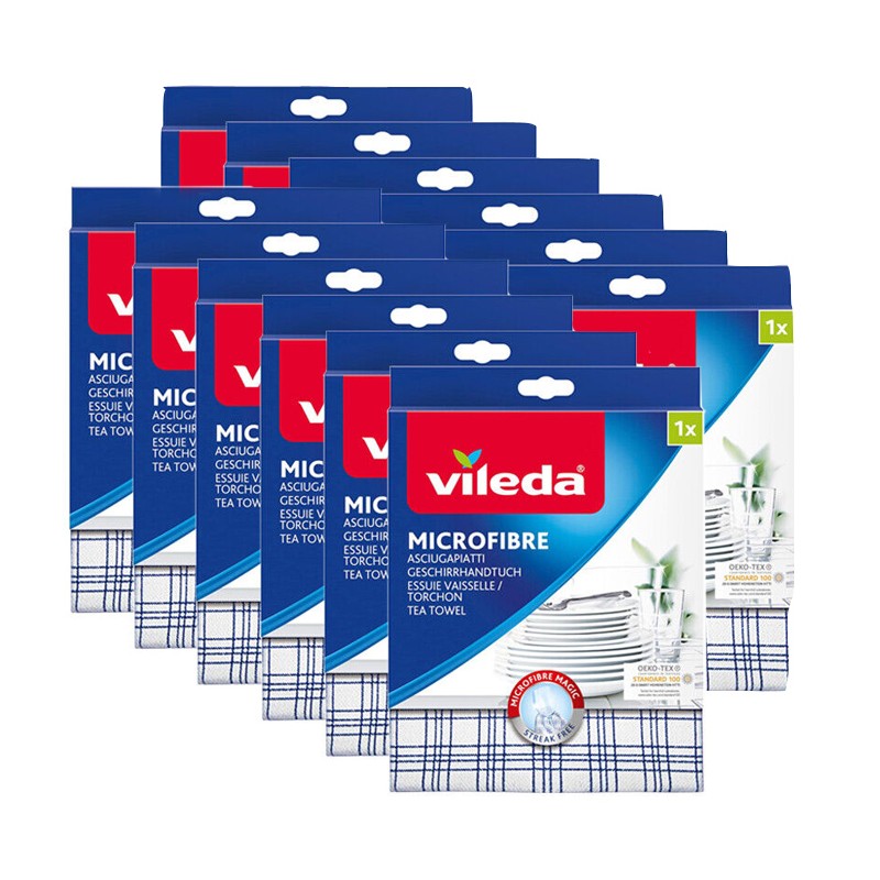 12 panni VILEDA Microfibre Plus Asciugapiatti 55 x 40 cm panno microfibra Magic
