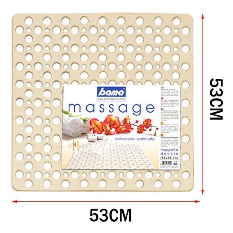 Bama Tappetino Doccia Quadrato Antiscivolo Tappeto Bagno Fori Massa...