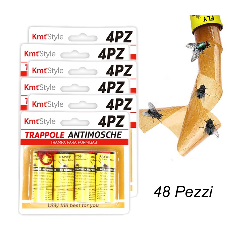 Carta Moschicida Trappola Cattura Acchiappa le Mosche Acchiappamosche 48 Spirali