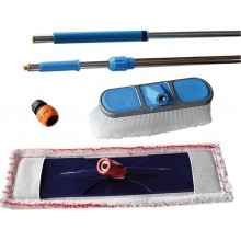 Kit Pulizia Pannelli Solari Fotovoltaici 2 spazzola Manico Telescopico 410 Cm