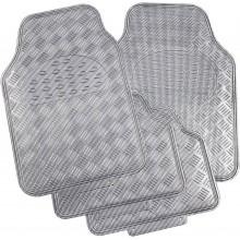 Set 4 tappetini universali effetto metallico argento auto tuning sportivi in PVC