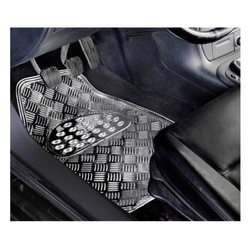 Set 4 tappetini universali effetto metallico argento auto tuning sp...