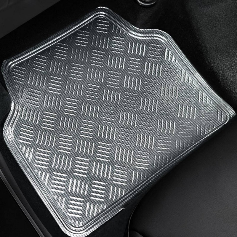 Set 4 tappetini universali effetto metallico argento auto tuning sp...