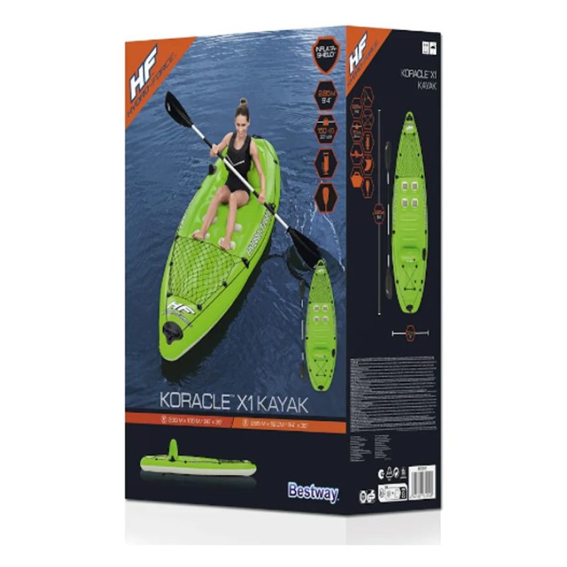 Kayak Gonfiabile 2 Posti Per Pesca E Escursioni - Canoa Gonfiabile In PVC, Portata 90 Kg, Dimensioni 188x114 Cm, Colore Giallo