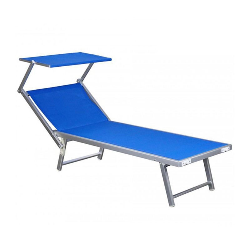 Lettino prendisole mare spiaggia sdraio pieghevole in alluminio 189x58x36 cm blu