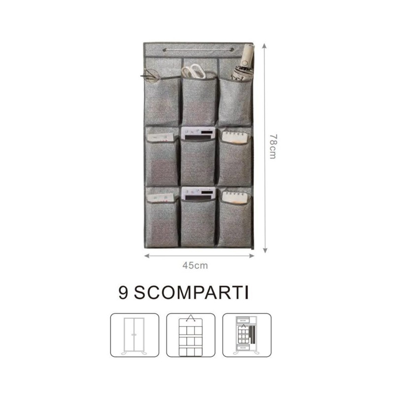 Scarpiera Da Porta 24 Tasche – Organizer In Tessuto Non Tessuto Nero, 55,9x156 Cm, Con Ganci, Per Casa E Ufficio