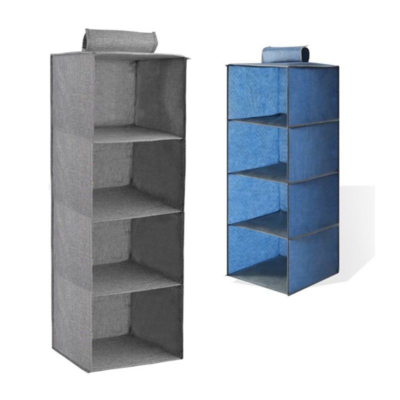 Organizer 2PZ armadio guardaroba salva spazio 4 ripiani portaoggetti 80x30x30 cm