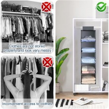 Organizer 2PZ armadio guardaroba salva spazio 4 ripiani portaoggetti 80x30x30 cm