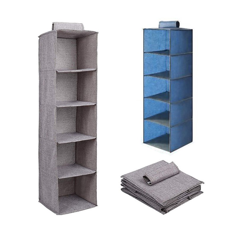 Organizer Armadio Portatutto Pensile 2PZ Tessuto Scarpe Borse 5 Piani 30x30x100
