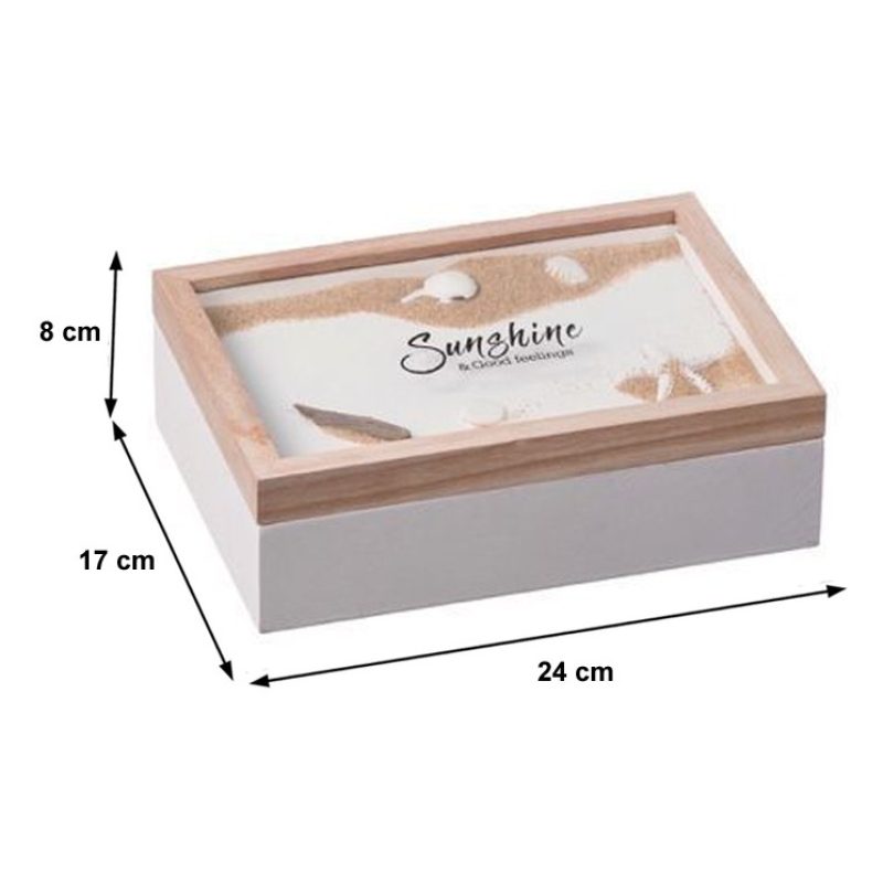 Hongu Scatola porta bustine the infusi in legno tema marino cofanet...