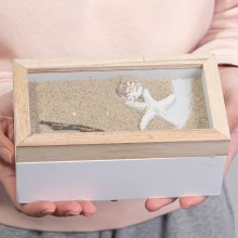 Scatola porta bustine the infusi in legno tema marino cofanetto 24x17x8 cm