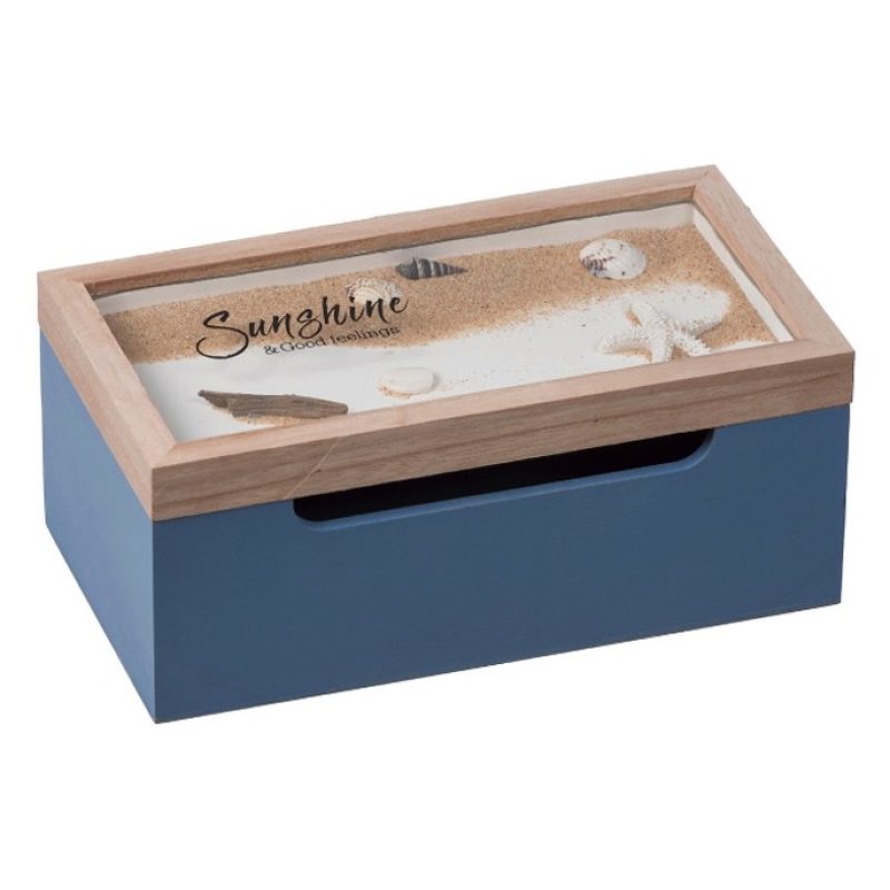 Hongu Scatola porta bustine the infusi in legno tema marino cofanet...