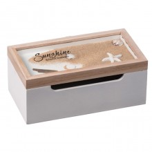 Scatola porta bustine the infusi in legno tema marino cofanetto 26x14x11 cm