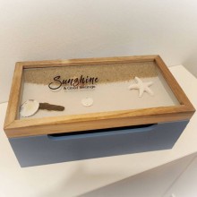 Scatola porta bustine the infusi in legno tema marino cofanetto 26x14x11 cm