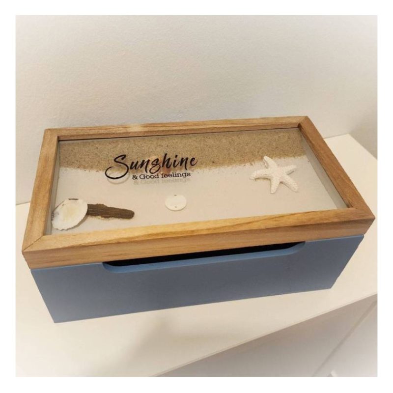 Hongu Scatola porta bustine the infusi in legno tema marino cofanet...