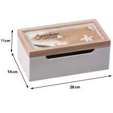 Scatola porta bustine the infusi in legno tema marino cofanetto 26x14x11 cm